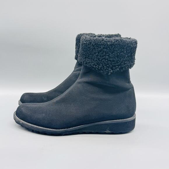 Stuart Weitzman | Shoes | Stuart Weitzman Cozy Shearling  Stuart Weitzman Boots Womens 8 Black Ankle Shearling Cuff Side Zip Wedge Winter